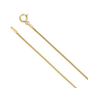 1mm 14k Yellow Gold Solid Snake Chain Necklace, 24 Inch